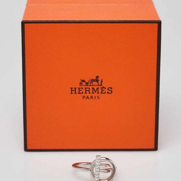 Hermes 18k White Gold and Diamond Echappee Ring Size 6.5/53 - Picture 1 of 8